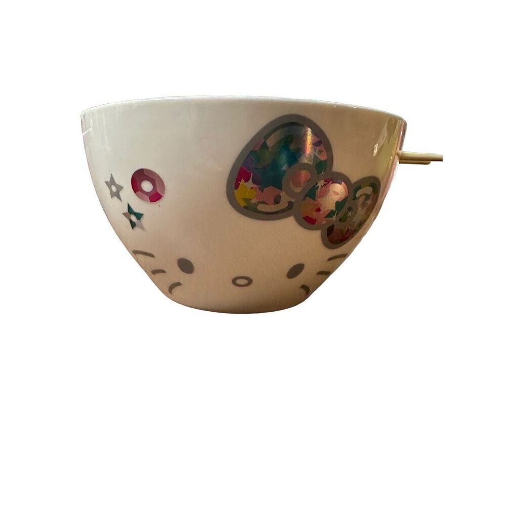 HELLO KITTY Ramen Noodle Pasta Bowl W/ Chopsticks Hello Kitty Rainbow St…‎